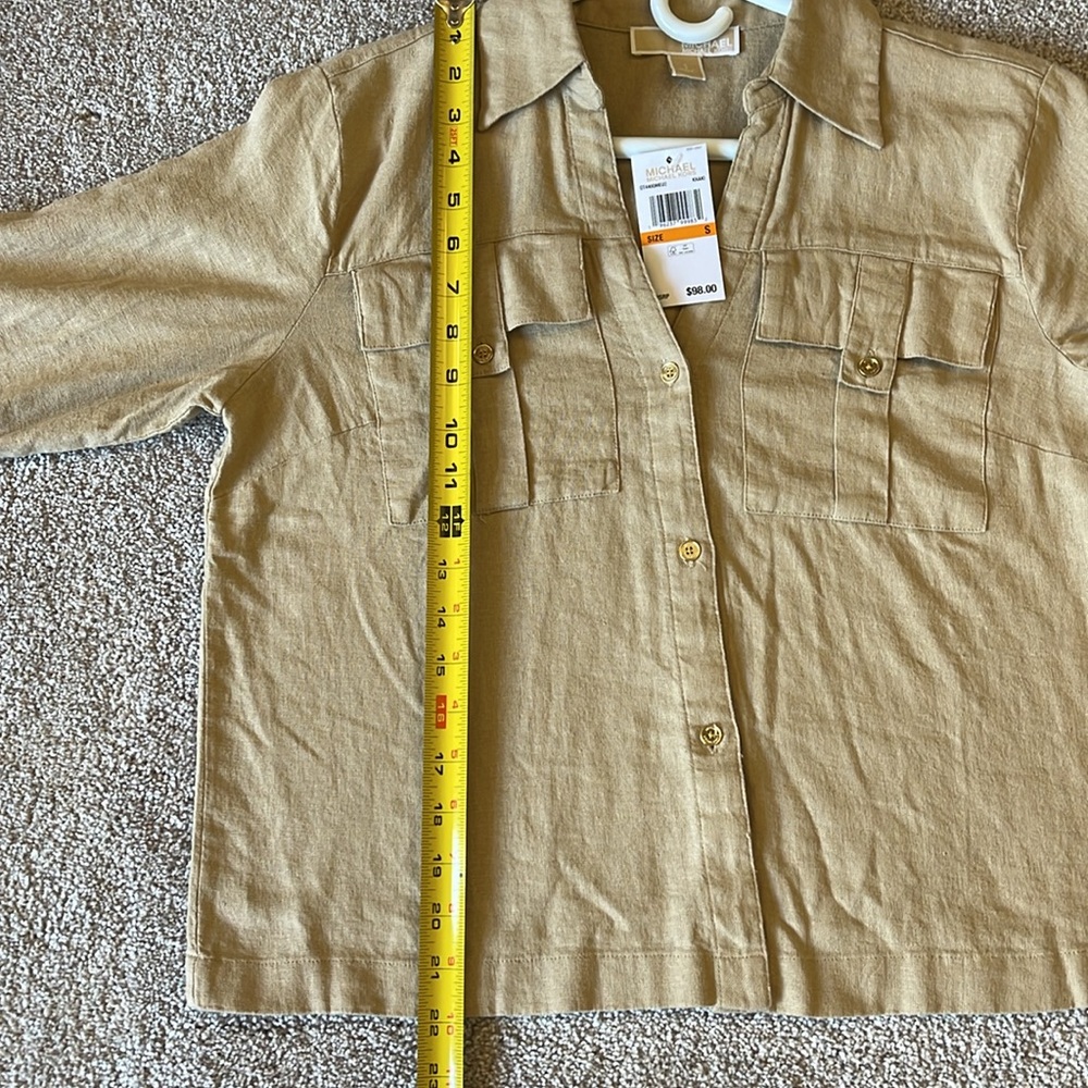 Michael Kors Linen Blend 3/4 Cuff Sleeve Blouse Sz S - Picture 11 of 12